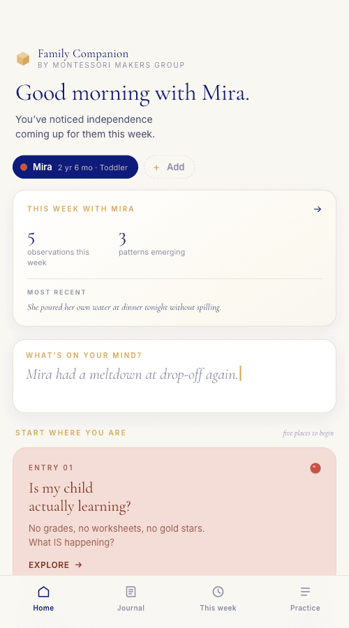 Your child's chip, your weekly digest, and everything you need right at the top.
