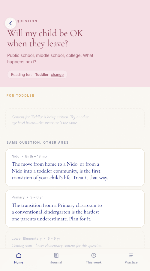 Age-filtered answers. The same question shows you what it looks like for other ages too.