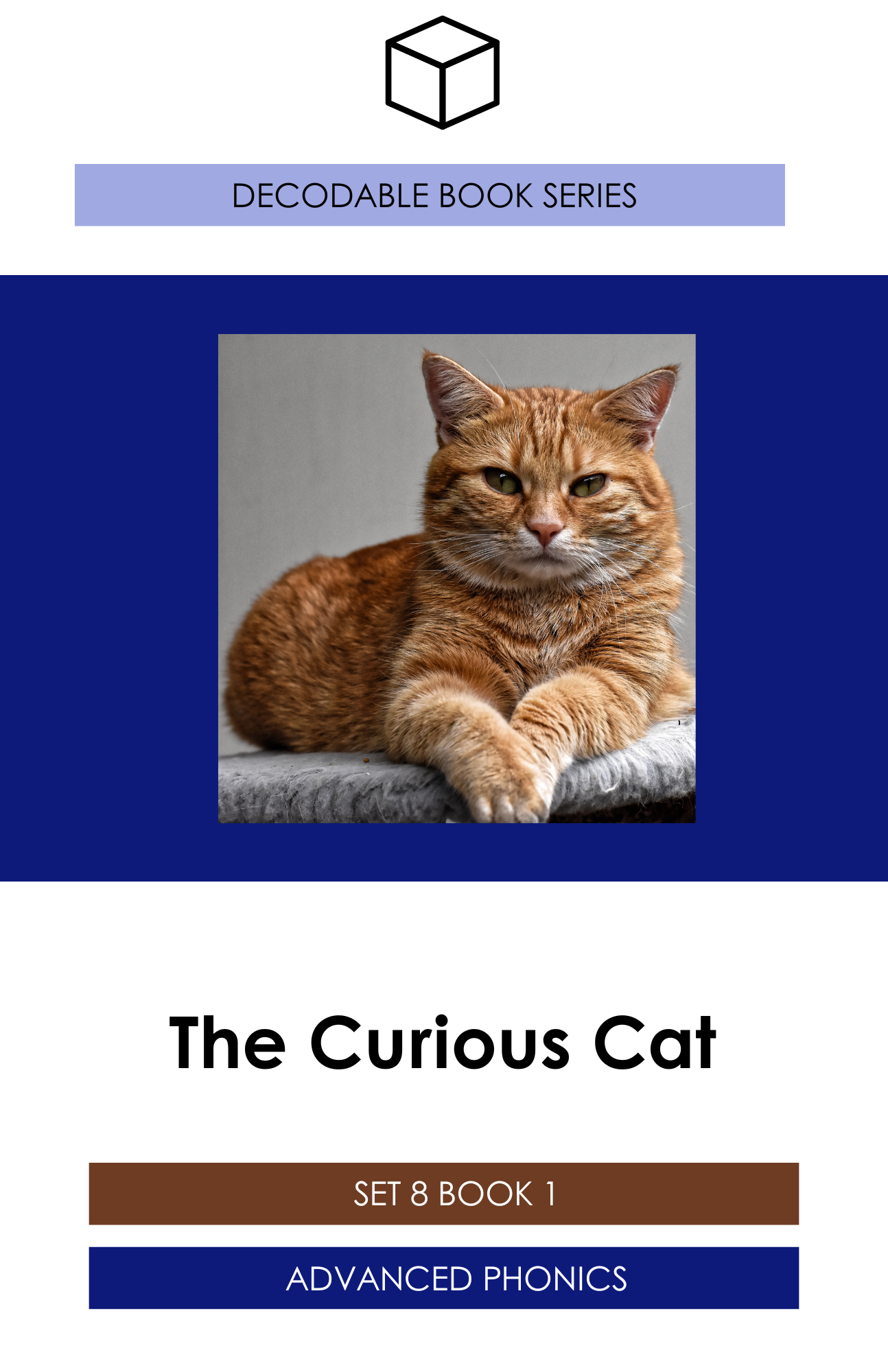 Decodable book: The Curious Cat, Set 8 advanced phonics